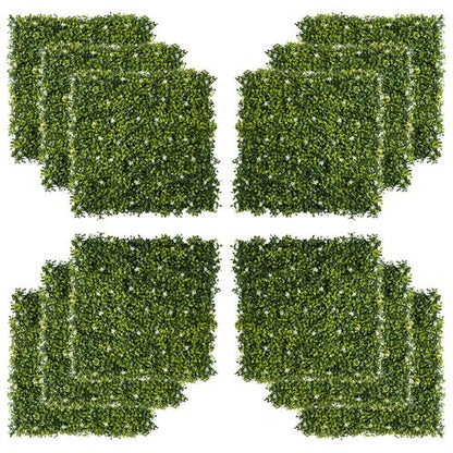 12PCS Artificial Boxwood Wall Panels 20" x 20" Grass Screen Milan Grass
