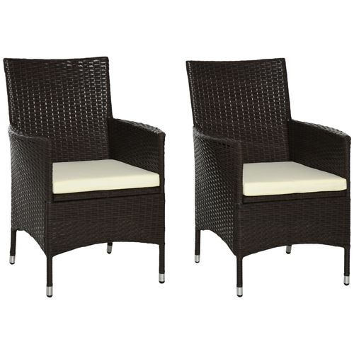 2 PC Rattan Chairs Set-Dark Coffee