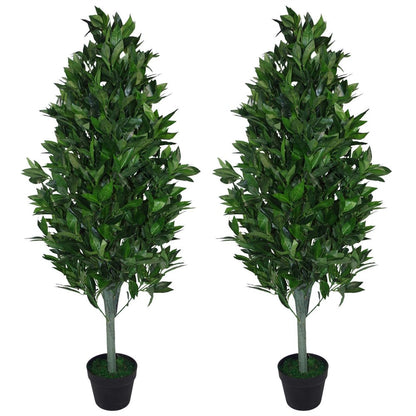 Extra Large 120cm Artificial Topiary Bay Trees in Pyramid Cones for Decorative Use