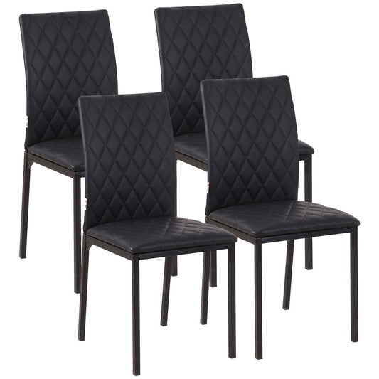 Modern Dining Chairs - Faux Leather Accent Chairs, Set of 4 for Kitchen, Black