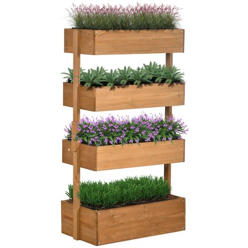 Vertical Wooden Planter: Four-Tiered Raised Garden Bed in Vibrant Orange