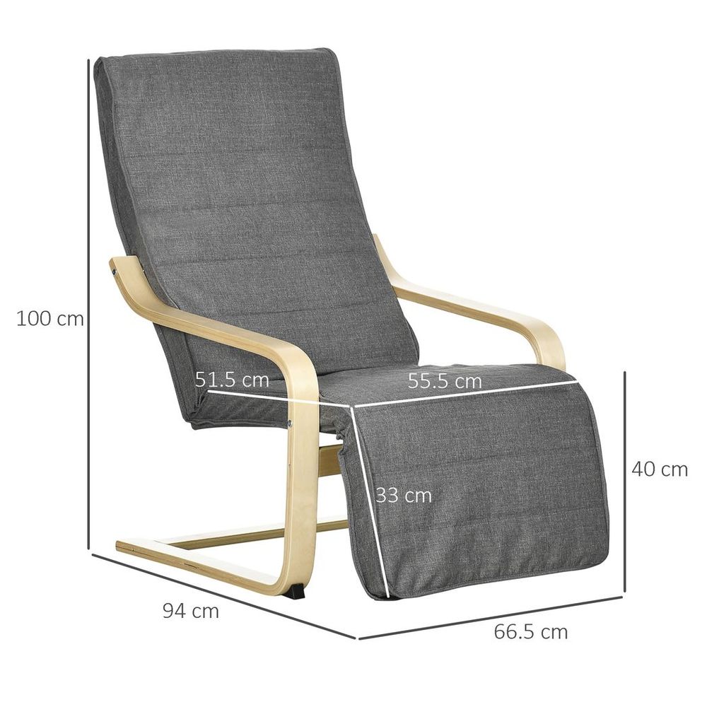Dark Grey Adjustable Lounge Chair Recliner with Comfortable Footrest for Home