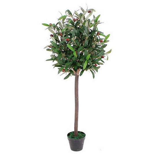 90cm Realistic Artificial Olive Tree in Black Plastic Pot for Mediterranean Style