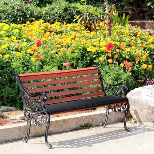 2-Seater Bench Cushion Polyester Cover Seat Pad Replacement Black