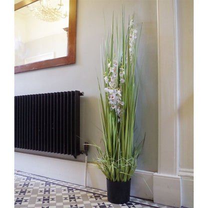 165cm Lifelike Artificial Grass Plant Adorned with White Orchid Flowers