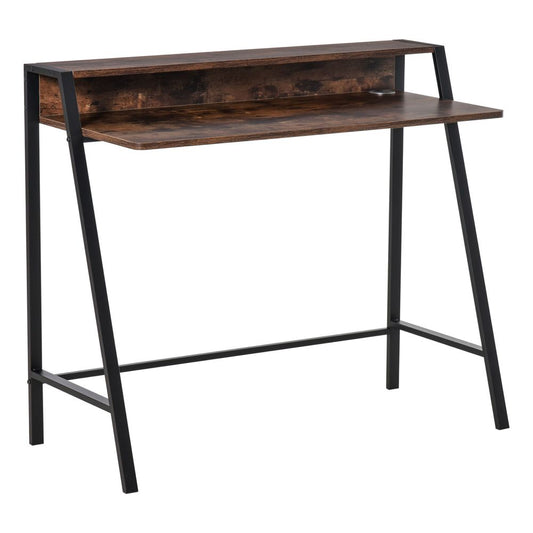 Rustic Brown Writing Desk with Storage Shelf, Perfect for Computer Workstation