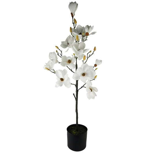 110cm White Potted Magnolia Tree - Beautiful Artificial Floral Display