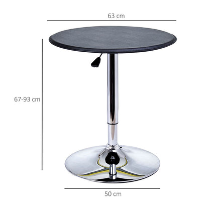 Black Chrome Steel Round Bar Table: Height Adjustable Dining Table