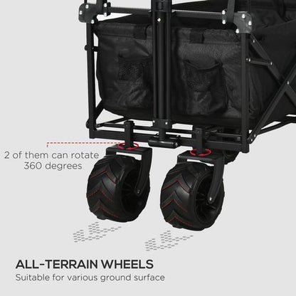 Versatile Folding Trolley Cart with Canopy – Double Compartment & 4 Wheels