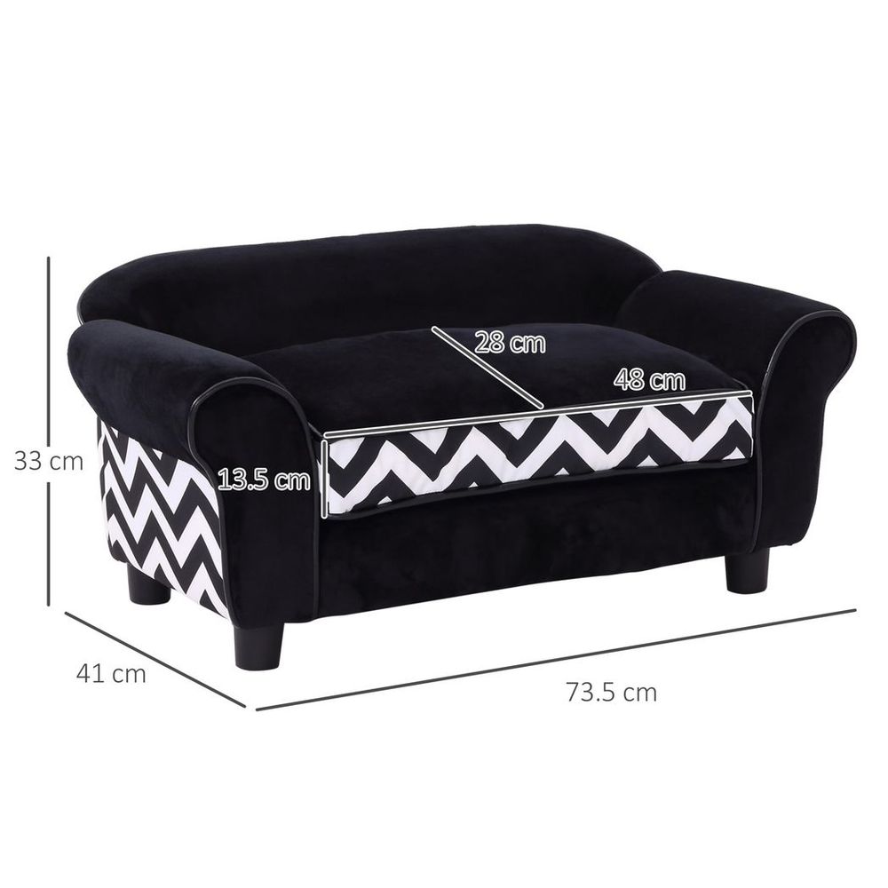 Black Dog Sofa and Cat Couch Bed for XS Dogs with Removable Sponge Cushion, Ideal for Comfort