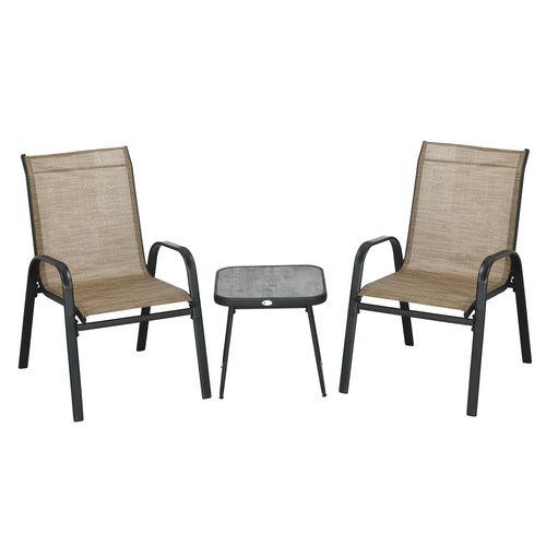 3-Piece Outdoor Bistro Set: Stylish Mesh Chairs & Sturdy Table