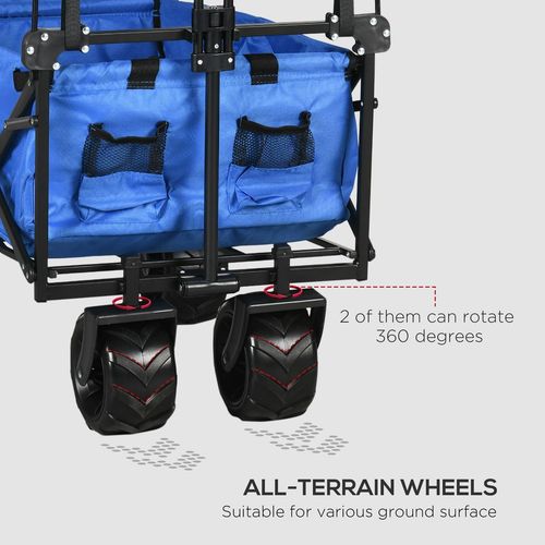 Blue 4-Wheel Trolley Cart with Canopy & Dual Compartments for Easy Transport