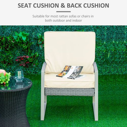 Transform Your Patio: Cream White Outdoor Seat & Back Cushion Set