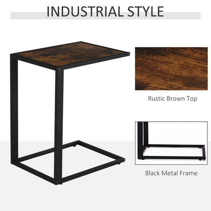 Brown Steel Frame C-Shaped Side Table, Modern and Functional