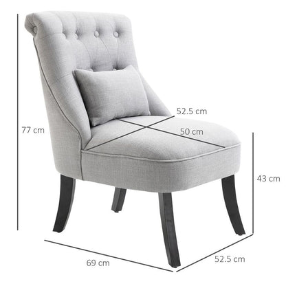 Fabric Dining Chair - Single Sofa, Upholstered with Pillow, Solid Wood Legs, Living Room