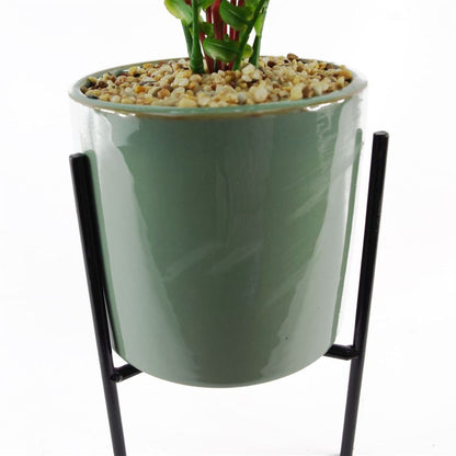 40cm Artificial Fern Plant with Ceramic Planter and Stand