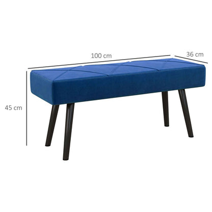 Blue Upholstered End of Bed Bench with Steel Legs, Ideal for Hallway and Bedroom Use