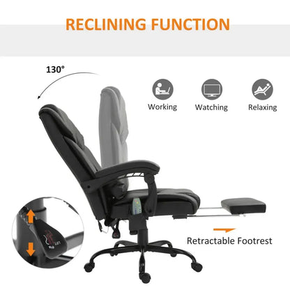 6-Point PU Leather Massage Racing Chair with Electric Padded and Adjustable Angle Remote