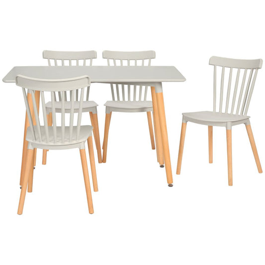 5-Piece Dining Table & Chairs Set with Wooden Legs for Compact Spaces