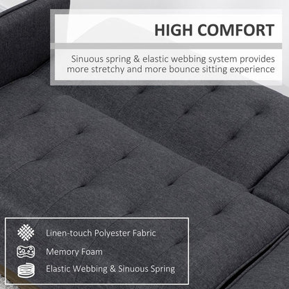 Grey 3-Seater Upholstered Sofa Bed with Recliner and Cupholders for Home Theatre