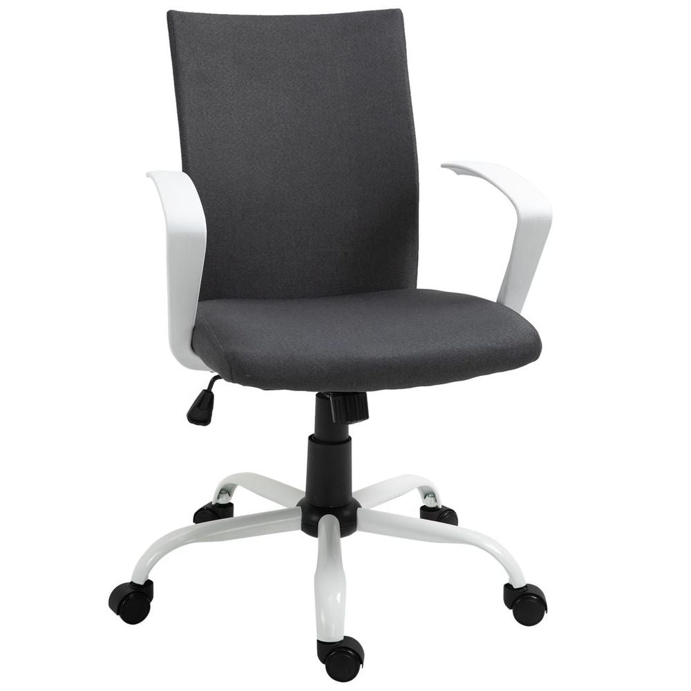 Dark Grey Linen Swivel Office Chair for Computer Desk and Home Study Tasks