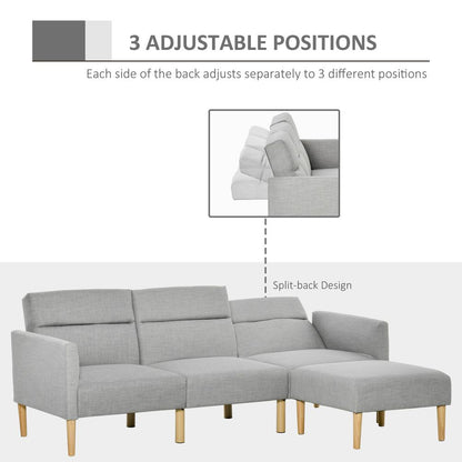 Reversible Upholstered Sofa Bed with Sectional Sleeper and Matching Footstool