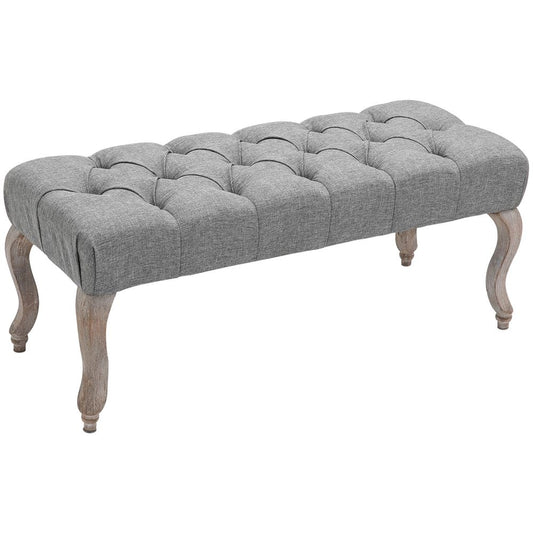 Tufted Upholstered Accent Bench: Window Seat Ottoman & Bed End Stool