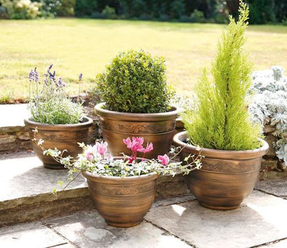 Elegant Bronze Wenlock Planters - Set of 4 for Timeless Garden Charm