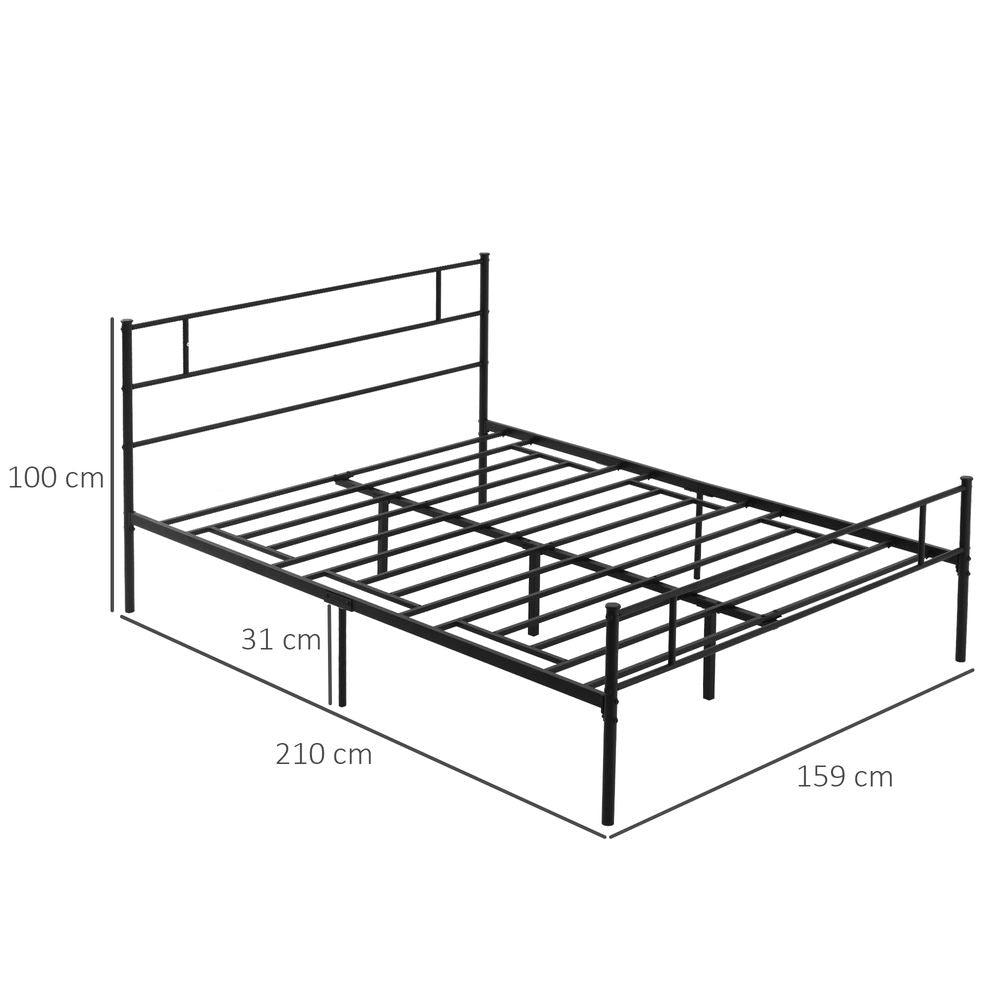 King-Sized Metal Bed Frame with Headboard and Footboard for Modern Bedrooms