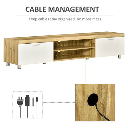 Light Brown Modern TV Unit with Cabinet Shelf for Living Room