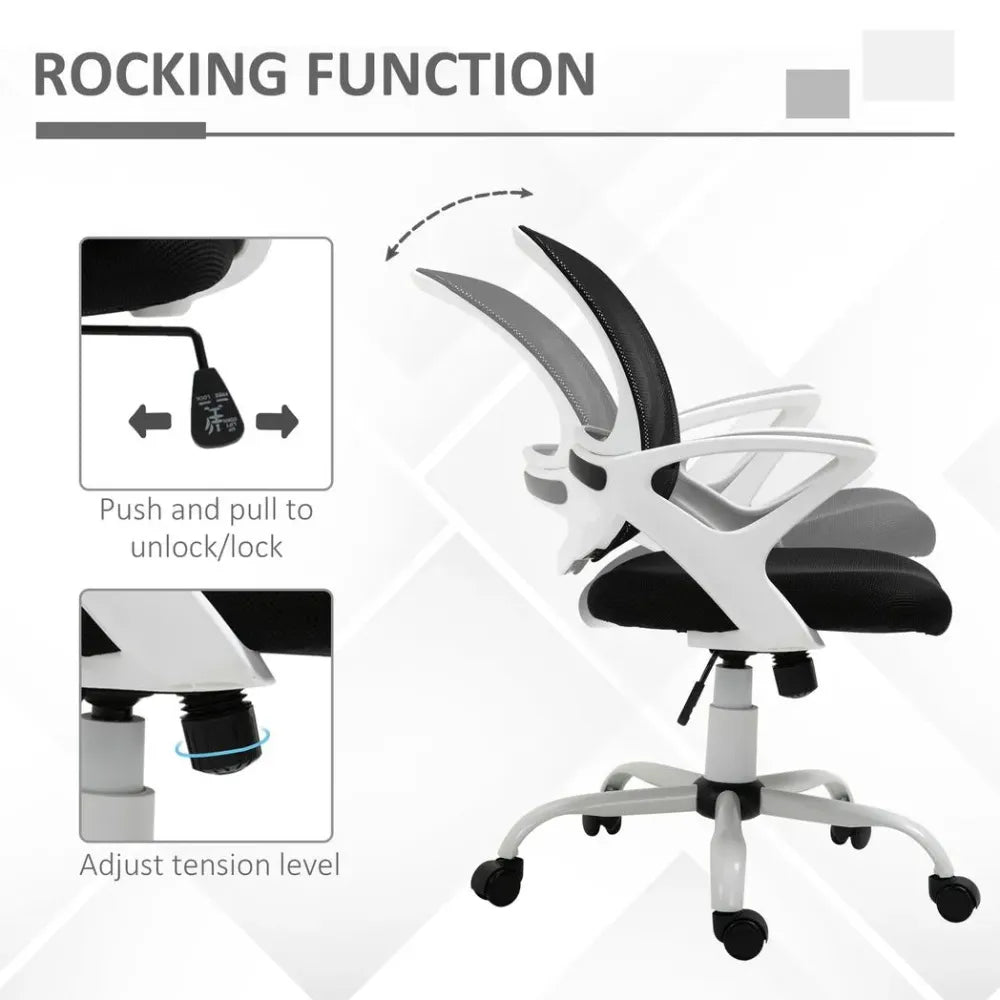 Black Mesh Home Office Chair with Lumbar Support, Armrests and Swivel Function