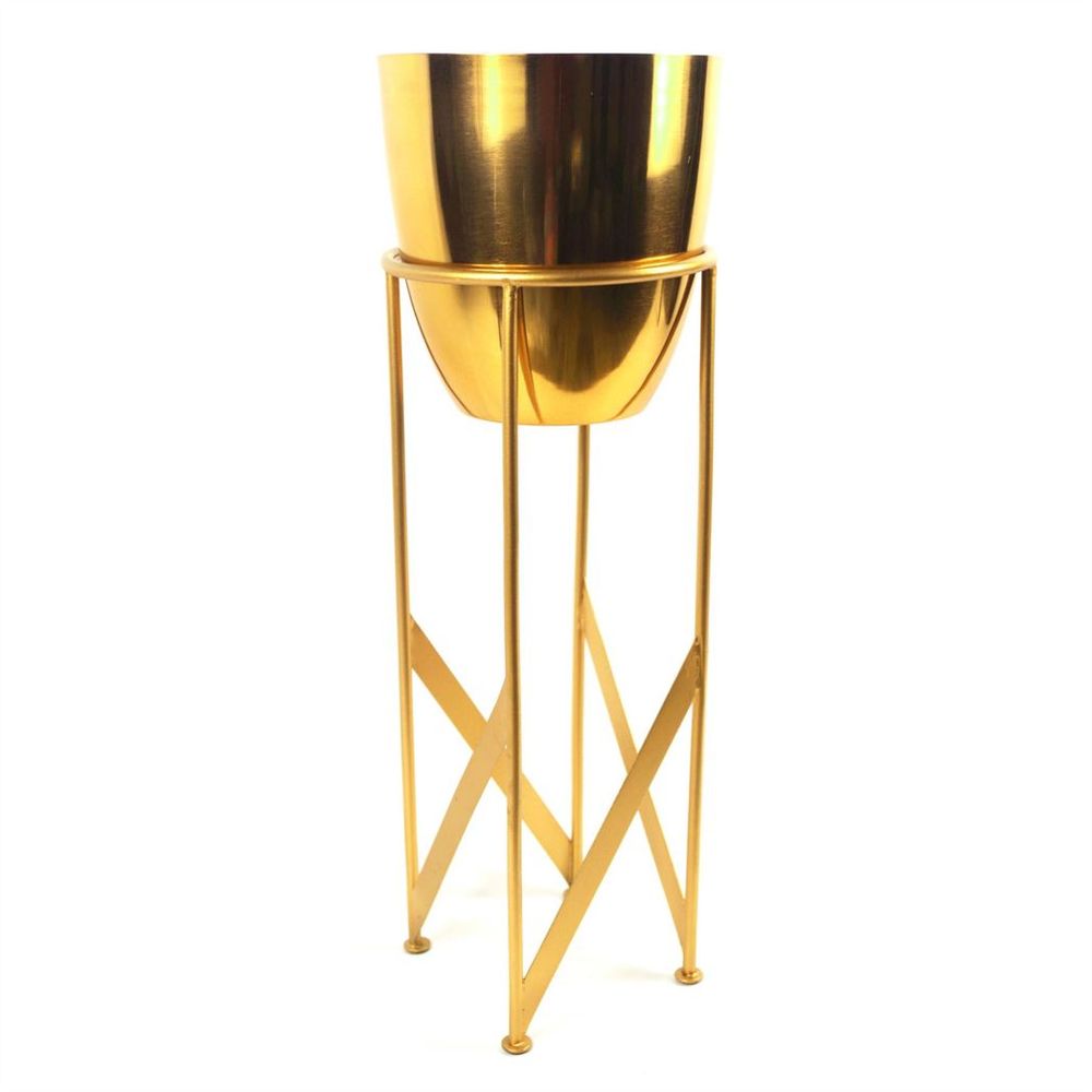 90cm Gold Planter with Artificial Yukka Plant for Glamorous Indoor Styling