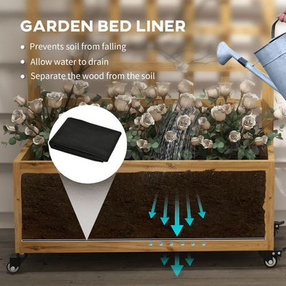 Mobile Wooden Trellis Planter: Stylish Raised Garden Bed on Wheels