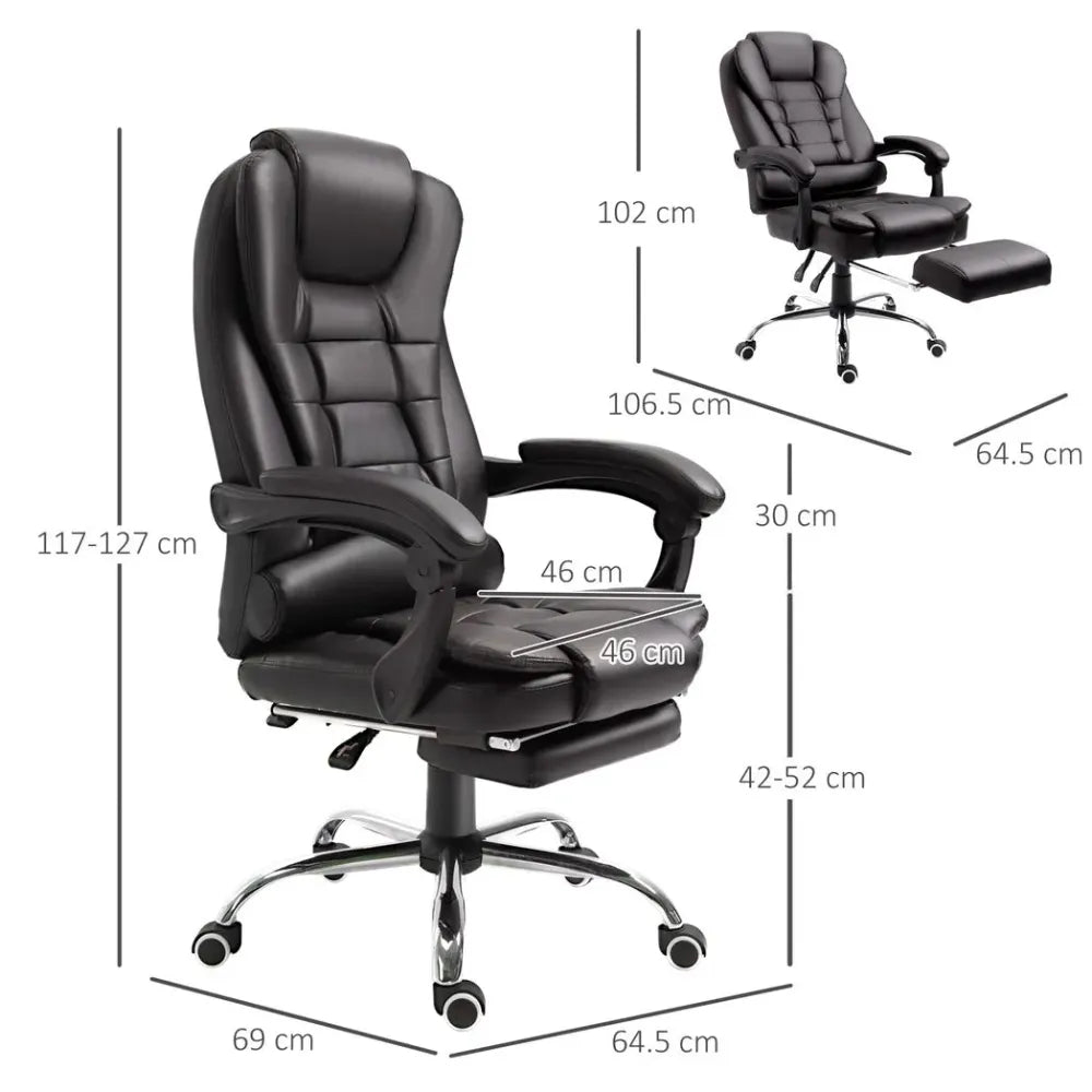 Brown Reclining High Back Executive Office Chair with Swivel Wheel for Comfort