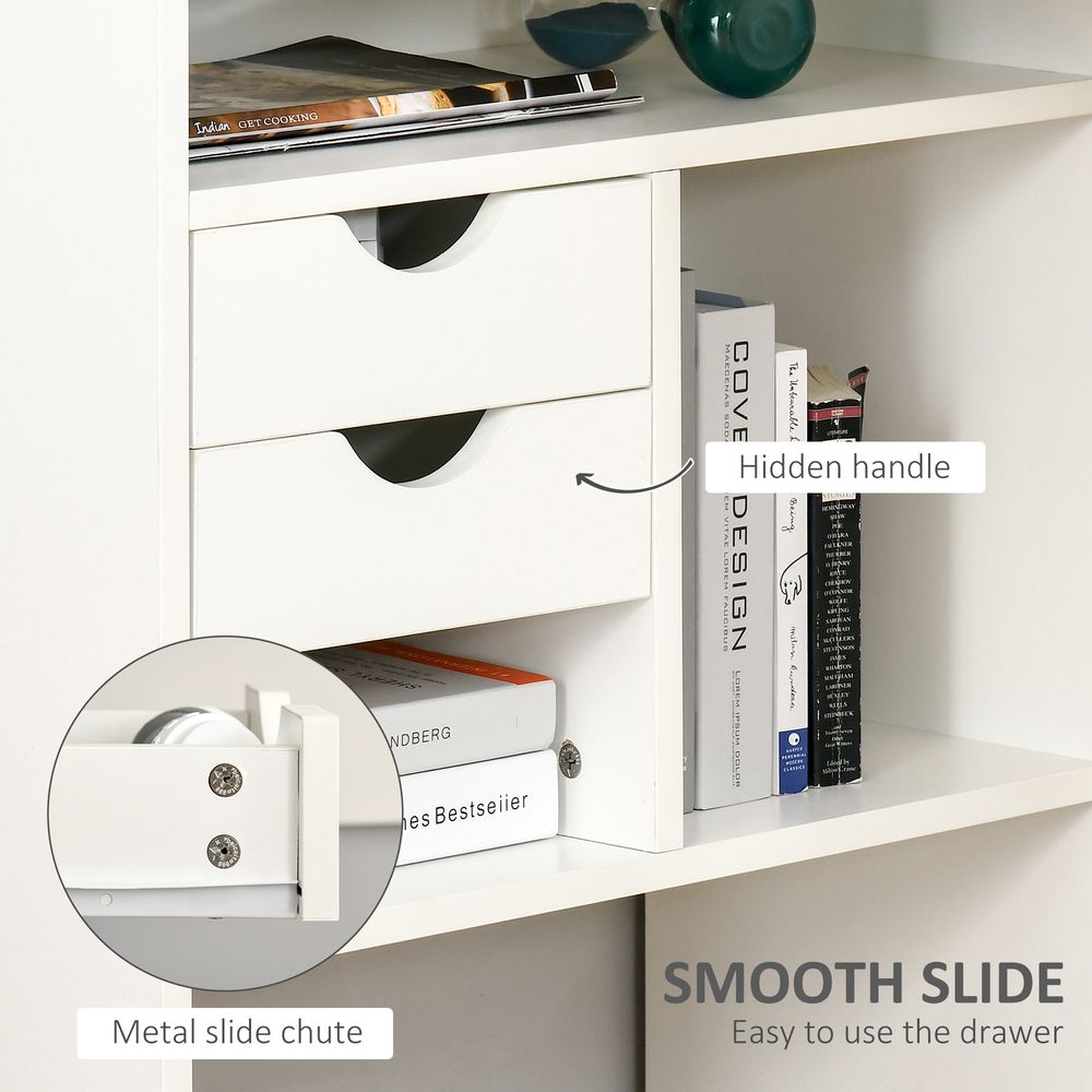 White L-Shaped Corner Computer Desk with Storage Shelf for Study or Home Office