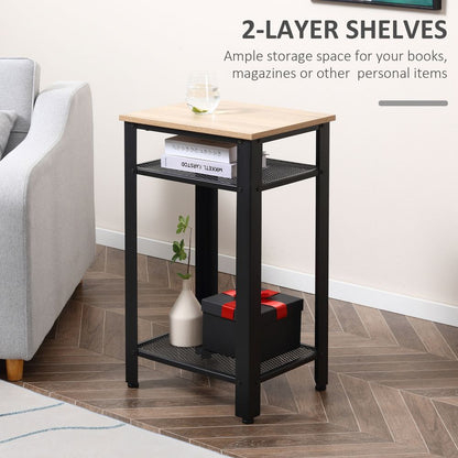 Modern Side Table with 2-Tier Shelves, Ideal for Bedroom or Living Room