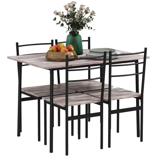 Space-Saving 5-Piece Dining Table and Chairs Set with 4 Chairs for Compact Dining Spaces