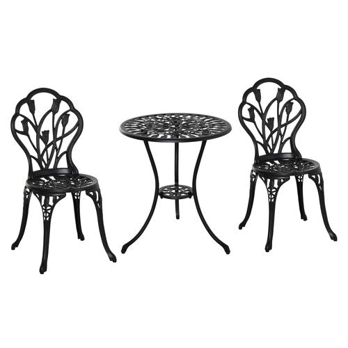 Vintage 3-Piece Cast Aluminium Bistro Set with Umbrella Hole