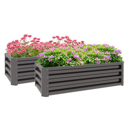 Steel Raised Garden Bed Planter Box Set - Durable & Chic Grey Duo