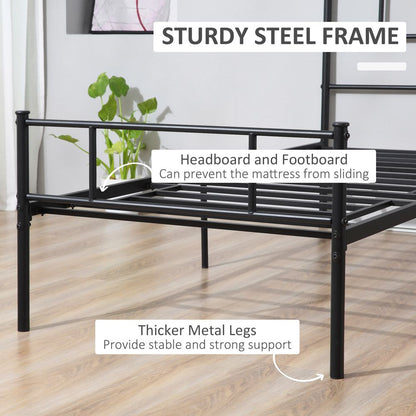 Single Metal Bed Frame with Headboard, Footboard, and Underbed Storage Solution