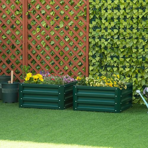 Set of 2 Durable Galvanised Raised Garden Planters - Easy Assembly!