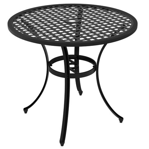 Black Cast Aluminium Bistro Table - Weather-Resistant with Umbrella Hole