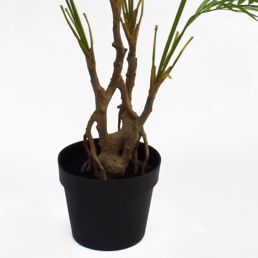 90cm Artificial Areca Palm with Twisted Trunk in Copper Metal Planter - Realistic Look