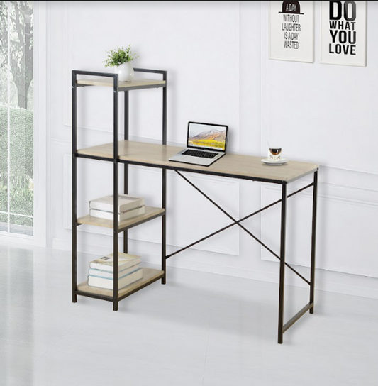 Home Study Desk with Side Shelves, Functional and Contemporary