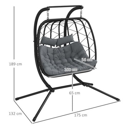 Modern PE Wicker Hanging Chair with Cushions - Ultimate Outdoor Comfort