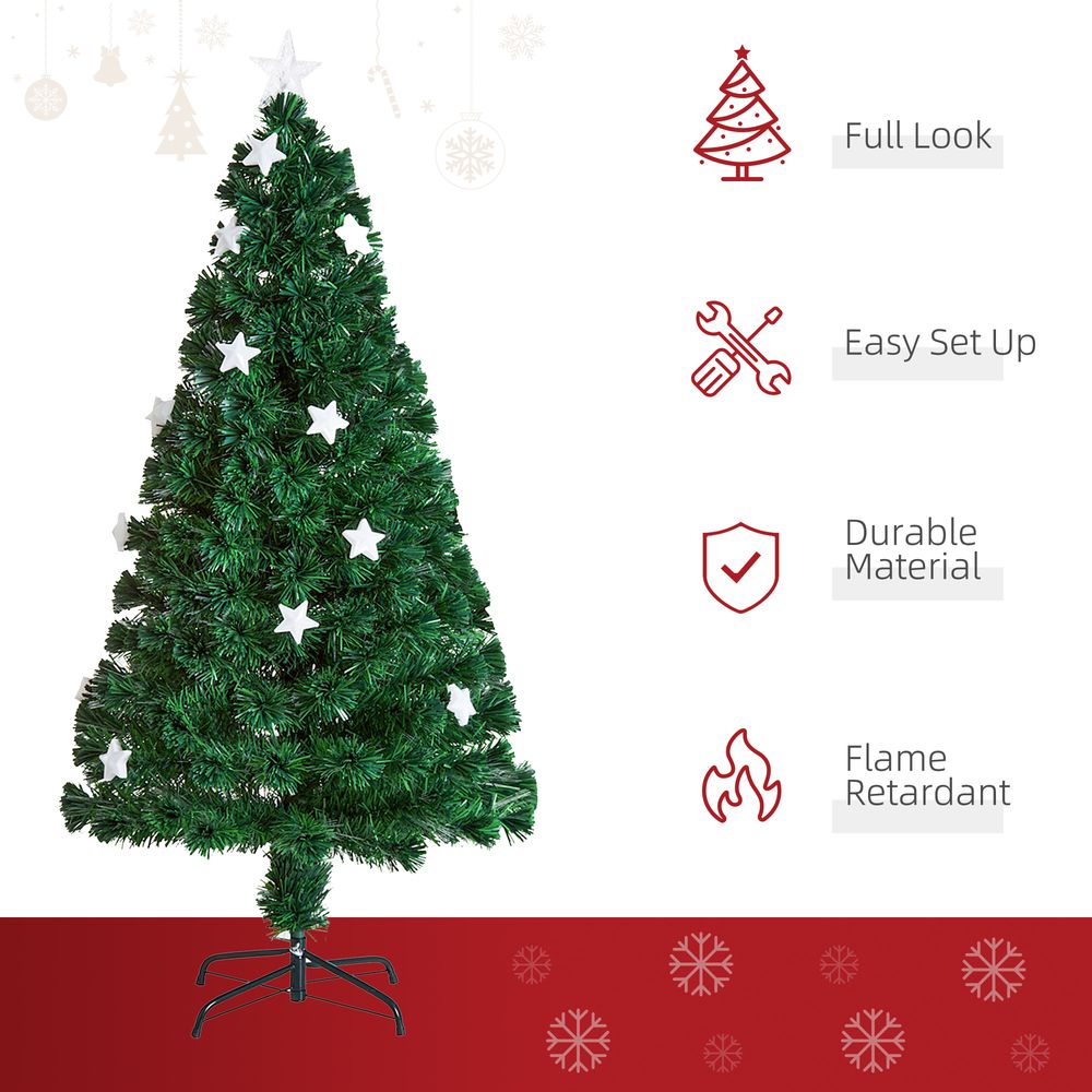 5ft Pre-Lit Artificial Christmas Tree with Fibre Optic Star LED Light - Green