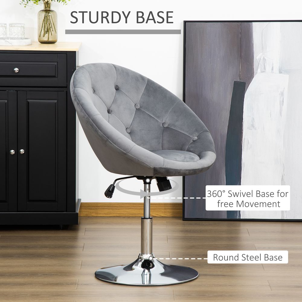 Grey Swivel Dining Height Bar Stool with Adjustable Armless Tub Chair