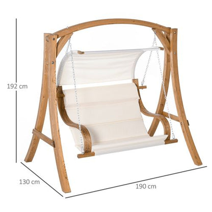 Garden Oasis: Rustic Wooden A-Frame Loveseat Swing Chair with Canopy