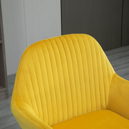 Yellow Velvet-Feel Upholstered Lounge Chair with Metal Base for Bright Interiors