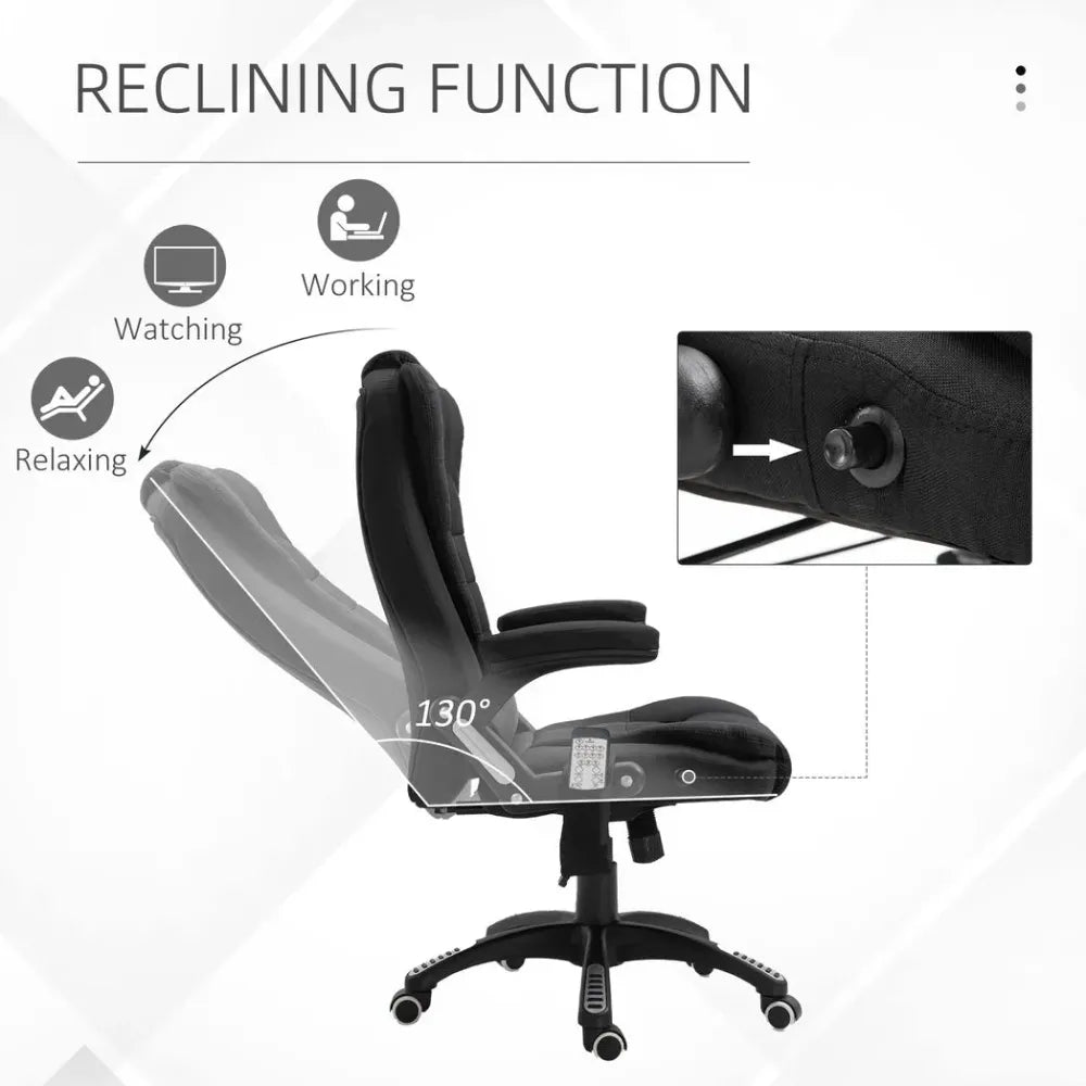 Black Executive Reclining Chair with Heating Massage Points for Comfort and Style